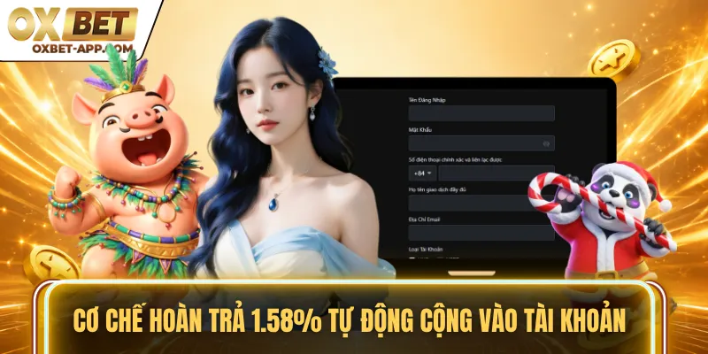 Cơ chế hoàn trả 1.58% tự động cộng vào tài khoản